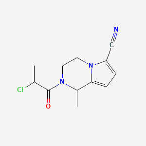 molecular formula C12H14ClN3O B2554665 2-(2-Chloropropanoyl)-1-methyl-3,4-dihydro-1H-pyrrolo[1,2-a]pyrazine-6-carbonitrile CAS No. 2411235-06-6