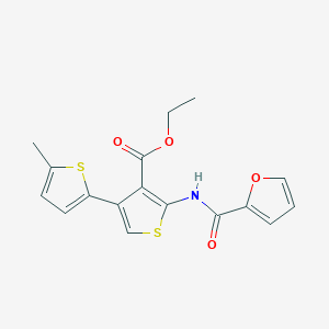 molecular formula C17H15NO4S2 B2554679 2-(呋喃-2-甲酰氨基)-4-(5-甲基噻吩-2-基)噻吩-3-甲酸乙酯 CAS No. 379236-65-4