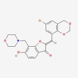 molecular formula C22H20BrNO6 B2554691 (Z)-2-((6-bromo-4H-benzo[d][1,3]dioxin-8-yl)methylene)-6-hydroxy-7-(morpholinomethyl)benzofuran-3(2H)-one CAS No. 929489-01-0