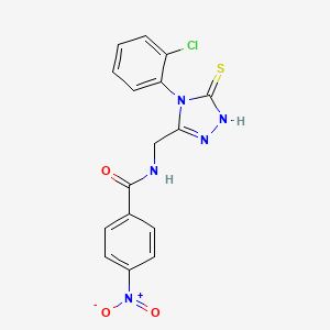 molecular formula C16H12ClN5O3S B2554694 N-((4-(2-chlorophenyl)-5-thioxo-4,5-dihydro-1H-1,2,4-triazol-3-yl)methyl)-4-nitrobenzamide CAS No. 392247-46-0