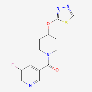 molecular formula C13H13FN4O2S B2554707 (4-((1,3,4-噻二唑-2-基)氧基)哌啶-1-基)(5-氟吡啶-3-基)甲酮 CAS No. 2189500-12-5