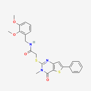 molecular formula C24H23N3O4S2 B2554727 N-(4-chlorophenyl)-4-[2-(cyclopentylamino)-2-oxoethyl]-3-oxopiperazine-1-carboxamide CAS No. 1105198-44-4