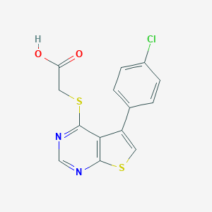 molecular formula C14H9ClN2O2S2 B255473 {[5-(4-Chlorophenyl)thieno[2,3-d]pyrimidin-4-yl]sulfanyl}acetic acid 