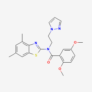 molecular formula C23H24N4O3S B2554738 N-(2-(1H-吡唑-1-基)乙基)-N-(4,6-二甲基苯并[d]噻唑-2-基)-2,5-二甲氧基苯甲酰胺 CAS No. 1171378-83-8