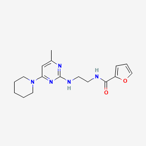 molecular formula C17H23N5O2 B2554742 N-(2-((4-甲基-6-(哌啶-1-基)嘧啶-2-基)氨基)乙基)呋喃-2-甲酰胺 CAS No. 1207004-44-1
