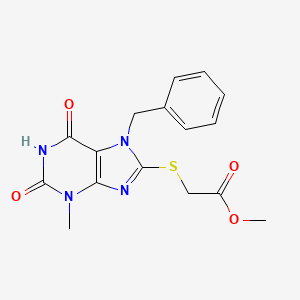 molecular formula C16H16N4O4S B2554746 Methyl 2-(7-benzyl-3-methyl-2,6-dioxopurin-8-yl)sulfanylacetate CAS No. 378212-98-7