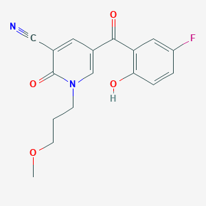 molecular formula C17H15FN2O4 B2554759 5-(5-Fluoro-2-hydroxybenzoyl)-1-(3-methoxypropyl)-2-oxo-1,2-dihydropyridine-3-carbonitrile CAS No. 743444-86-2