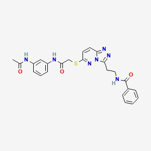 molecular formula C24H23N7O3S B2554764 N-(2-(6-((2-((3-乙酰氨基苯基)氨基)-2-氧代乙基)硫代)-[1,2,4]三唑并[4,3-b]哒嗪-3-基)乙基)苯甲酰胺 CAS No. 872994-14-4