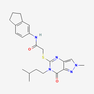 N-(2,3-dihydro-1H-inden-5-yl)-2-((6-isopentyl-2-methyl-7-oxo-6,7-dihydro-2H-pyrazolo[4,3-d]pyrimidin-5-yl)thio)acetamide