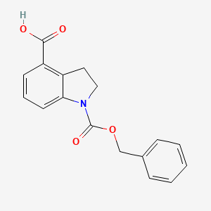 molecular formula C17H15NO4 B2554788 1-Phenylmethoxycarbonyl-2,3-dihydroindole-4-carboxylic acid CAS No. 2248287-56-9