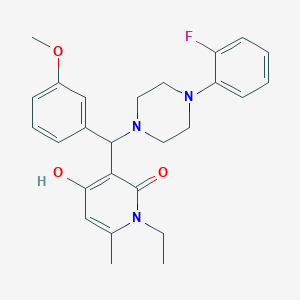 molecular formula C26H30FN3O3 B2554800 1-ethyl-3-((4-(2-fluorophenyl)piperazin-1-yl)(3-methoxyphenyl)methyl)-4-hydroxy-6-methylpyridin-2(1H)-one CAS No. 897617-66-2