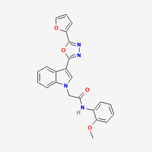 molecular formula C23H18N4O4 B2554802 2-(3-(5-(呋喃-2-基)-1,3,4-恶二唑-2-基)-1H-吲哚-1-基)-N-(2-甲氧基苯基)乙酰胺 CAS No. 1021074-64-5