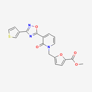 methyl 5-((2-oxo-3-(3-(thiophen-3-yl)-1,2,4-oxadiazol-5-yl)pyridin-1(2H)-yl)methyl)furan-2-carboxylate