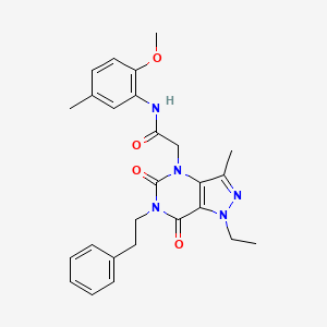 molecular formula C26H29N5O4 B2554812 2-(1-ethyl-3-methyl-5,7-dioxo-6-phenethyl-6,7-dihydro-1H-pyrazolo[4,3-d]pyrimidin-4(5H)-yl)-N-(2-methoxy-5-methylphenyl)acetamide CAS No. 1358584-25-4