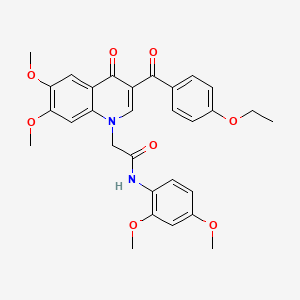 molecular formula C30H30N2O8 B2554816 N-(2,4-dimethoxyphenyl)-2-[3-(4-ethoxybenzoyl)-6,7-dimethoxy-4-oxoquinolin-1-yl]acetamide CAS No. 872198-76-0