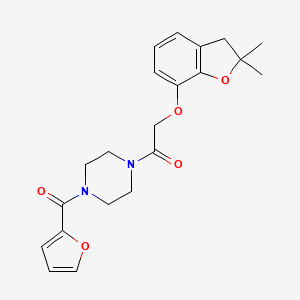 molecular formula C21H24N2O5 B2554817 2-((2,2-Dimethyl-2,3-dihydrobenzofuran-7-yl)oxy)-1-(4-(furan-2-carbonyl)piperazin-1-yl)ethanone CAS No. 941899-16-7