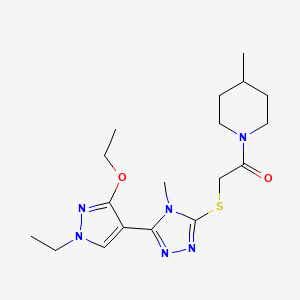 2-((5-(3-ethoxy-1-ethyl-1H-pyrazol-4-yl)-4-methyl-4H-1,2,4-triazol-3-yl)thio)-1-(4-methylpiperidin-1-yl)ethanone