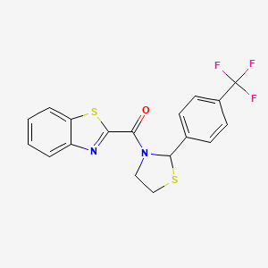 molecular formula C18H13F3N2OS2 B2554827 Benzo[d]thiazol-2-yl(2-(4-(trifluorométhyl)phényl)thiazolidin-3-yl)méthanone CAS No. 2034471-39-9