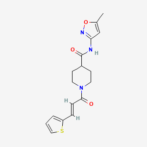 molecular formula C17H19N3O3S B2554830 (E)-N-(5-methylisoxazol-3-yl)-1-(3-(thiophen-2-yl)acryloyl)piperidine-4-carboxamide CAS No. 1251711-66-6