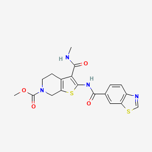 molecular formula C19H18N4O4S2 B2554838 methyl 2-(benzo[d]thiazole-6-carboxamido)-3-(methylcarbamoyl)-4,5-dihydrothieno[2,3-c]pyridine-6(7H)-carboxylate CAS No. 886959-09-7