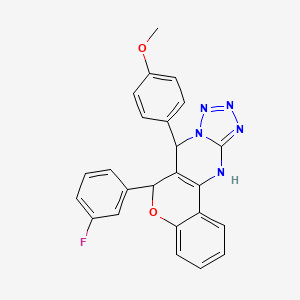 molecular formula C24H18FN5O2 B2554839 6-(3-氟苯基)-7-(4-甲氧基苯基)-7,12-二氢-6H-色烯并[4,3-d]四唑并[1,5-a]嘧啶 CAS No. 923202-61-3