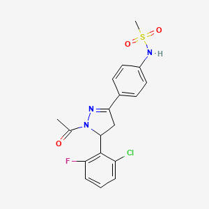 molecular formula C18H17ClFN3O3S B2554843 N-{4-[1-乙酰基-5-(2-氯-6-氟苯基)-4,5-二氢-1H-吡唑-3-基]苯基}甲磺酰胺 CAS No. 710986-31-5