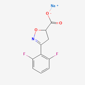 molecular formula C10H6F2NNaO3 B2554852 Sodium 3-(2,6-difluorophenyl)-4,5-dihydro-1,2-oxazole-5-carboxylate CAS No. 1315365-12-8