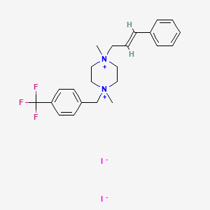 molecular formula C23H29F3I2N2 B2554855 1,4-dimethyl-4-[(2E)-3-phenylprop-2-en-1-yl]-1-{[4-(trifluoromethyl)phenyl]methyl}piperazine-1,4-diium diiodide CAS No. 1030010-52-6