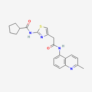 molecular formula C21H22N4O2S B2554860 N-(4-(2-((2-甲基喹啉-5-基)氨基)-2-氧代乙基)噻唑-2-基)环戊烷甲酰胺 CAS No. 1207032-17-4