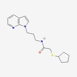 molecular formula C17H23N3OS B2554877 N-(3-(1H-pyrrolo[2,3-b]pyridin-1-yl)propyl)-2-(cyclopentylthio)acetamide CAS No. 1787918-64-2