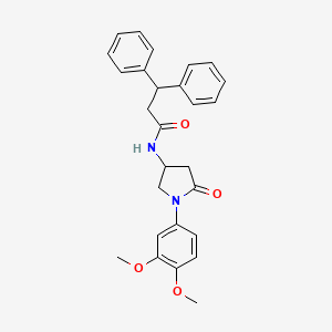 molecular formula C27H28N2O4 B2554889 N-[1-(3,4-二甲氧基苯基)-5-氧代吡咯烷-3-基]-3,3-二苯基丙酰胺 CAS No. 900997-55-9