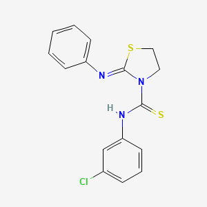 molecular formula C16H14ClN3S2 B2554895 N-(3-chlorophenyl)-2-phenylimino-1,3-thiazolidine-3-carbothioamide CAS No. 73317-85-8