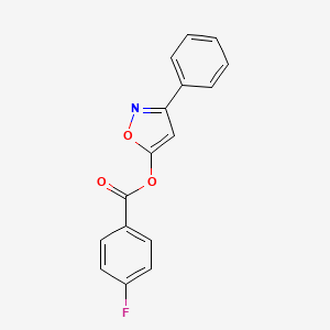 molecular formula C16H10FNO3 B2554900 3-苯基-5-异噁唑基-4-氟苯甲酸酯 CAS No. 303987-00-0