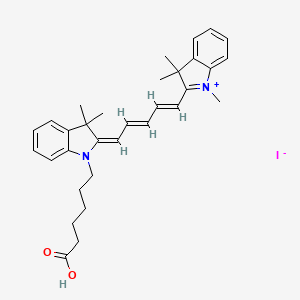 molecular formula C32H39IN2O2 B2554912 6-[(2E)-3,3-二甲基-2-[(2E,4E)-5-(1,3,3-三甲基吲哚-1-鎓-2-基)戊-2,4-二烯亚基]吲哚-1-基]己酸；碘化物 CAS No. 475114-20-6