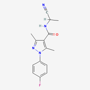 molecular formula C15H15FN4O B2554913 N-(1-cyanoethyl)-1-(4-fluorophenyl)-3,5-dimethyl-1H-pyrazole-4-carboxamide CAS No. 1311896-62-4