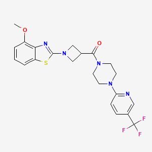 molecular formula C22H22F3N5O2S B2554921 (1-(4-甲氧基苯并[d]噻唑-2-基)氮杂环丁-3-基)(4-(5-(三氟甲基)吡啶-2-基)哌嗪-1-基)甲苯酮 CAS No. 2185590-24-1