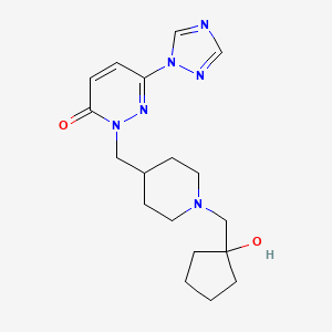 molecular formula C18H26N6O2 B2554940 2-({1-[(1-hydroxycyclopentyl)methyl]piperidin-4-yl}methyl)-6-(1H-1,2,4-triazol-1-yl)-2,3-dihydropyridazin-3-one CAS No. 2176126-13-7