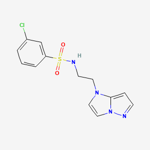 molecular formula C13H13ClN4O2S B2554942 N-(2-(1H-imidazo[1,2-b]pyrazol-1-yl)ethyl)-3-chlorobenzenesulfonamide CAS No. 1795298-05-3