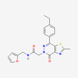 molecular formula C21H20N4O3S B2554957 2-(7-(4-ethylphenyl)-2-methyl-4-oxothiazolo[4,5-d]pyridazin-5(4H)-yl)-N-(furan-2-ylmethyl)acetamide CAS No. 941928-00-3