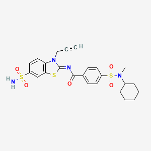 4-[cyclohexyl(methyl)sulfamoyl]-N-(3-prop-2-ynyl-6-sulfamoyl-1,3-benzothiazol-2-ylidene)benzamide