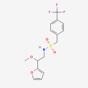 molecular formula C15H16F3NO4S B2554965 N-(2-(furan-2-yl)-2-methoxyethyl)-1-(4-(trifluoromethyl)phenyl)methanesulfonamide CAS No. 1798544-70-3