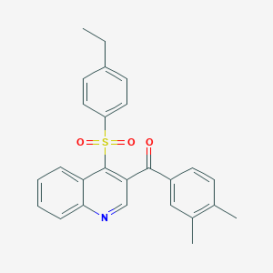 molecular formula C26H23NO3S B2554978 (3,4-二甲基苯基)(4-((4-乙基苯基)磺酰)喹啉-3-基)甲苯酮 CAS No. 895643-32-0