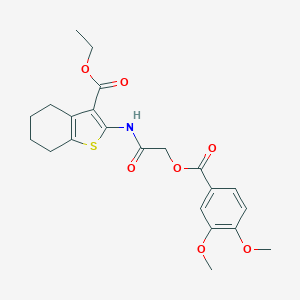 molecular formula C22H25NO7S B255498 Ethyl 2-({[(3,4-dimethoxybenzoyl)oxy]acetyl}amino)-4,5,6,7-tetrahydro-1-benzothiophene-3-carboxylate 