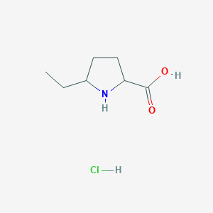 molecular formula C7H14ClNO2 B2554982 5-Ethylpyrrolidine-2-carboxylic acid hydrochloride CAS No. 1336942-53-0; 1909309-32-5