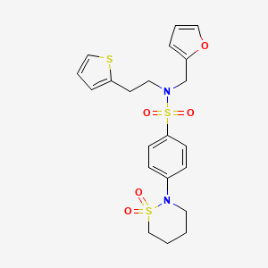 molecular formula C21H24N2O5S3 B2554984 4-(1,1-二氧化-1,2-噻嗪-2-基)-N-(呋喃-2-基甲基)-N-(2-(噻吩-2-基)乙基)苯磺酰胺 CAS No. 1421585-05-8