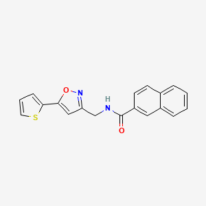 molecular formula C19H14N2O2S B2554985 N-((5-(噻吩-2-基)异恶唑-3-基)甲基)-2-萘酰胺 CAS No. 946341-23-7