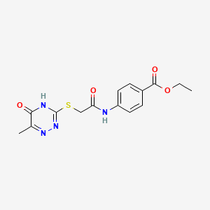 molecular formula C15H16N4O4S B2554988 4-[2-(6-甲基-5-氧代-2H-1,2,4-三嗪-3-硫代)乙酰氨基]苯甲酸乙酯 CAS No. 339987-62-1