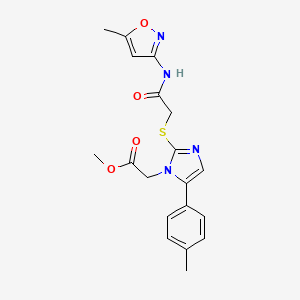 molecular formula C19H20N4O4S B2554994 methyl 2-(2-((2-((5-methylisoxazol-3-yl)amino)-2-oxoethyl)thio)-5-(p-tolyl)-1H-imidazol-1-yl)acetate CAS No. 1207002-72-9