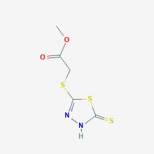 molecular formula C5H6N2O2S3 B2555015 Methyl 2-[(5-sulfanyl-1,3,4-thiadiazol-2-yl)sulfanyl]acetate CAS No. 62770-08-5