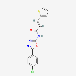 molecular formula C15H10ClN3O2S B2555027 (E)-N-(5-(4-chlorophenyl)-1,3,4-oxadiazol-2-yl)-3-(thiophen-2-yl)acrylamide CAS No. 1005729-51-0